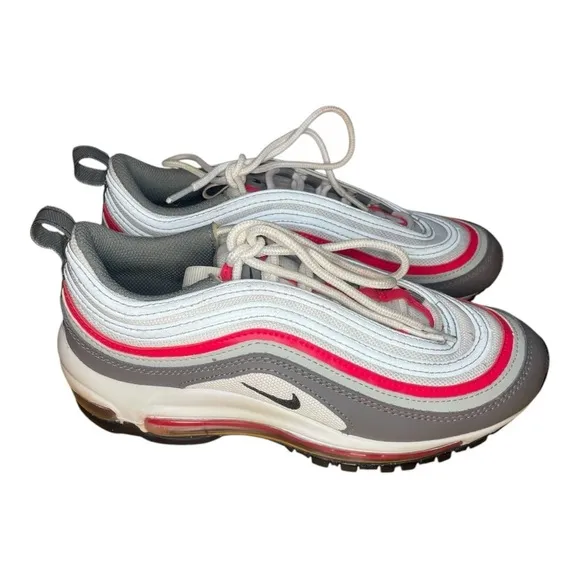 Nike Air Max 97 (GS) Size 4Y WHITE/BLACK-FLAT PEWTERBLANC/ETAIN MAT/NOIR