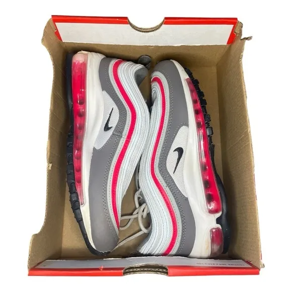 Nike Air Max 97 (GS) Size 4Y WHITE/BLACK-FLAT PEWTERBLANC/ETAIN MAT/NOIR