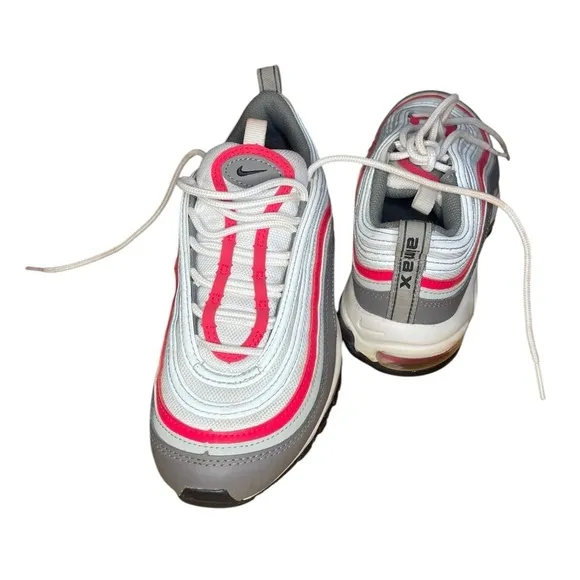 Nike Air Max 97 (GS) Size 4Y WHITE/BLACK-FLAT PEWTERBLANC/ETAIN MAT/NOIR