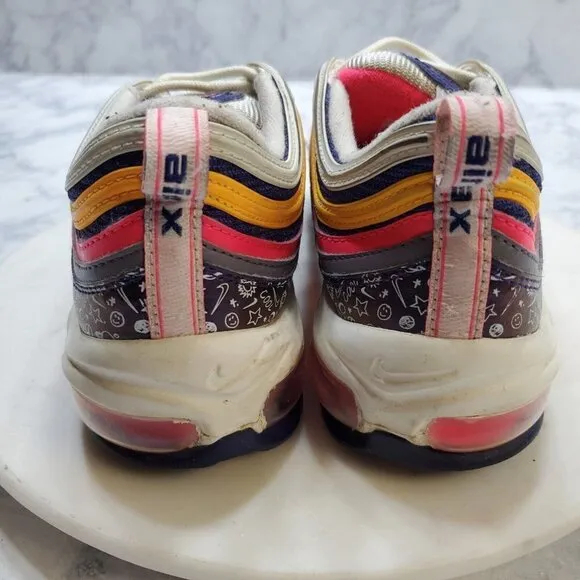 NIKE Air Max 97 GS Sneakers 7Y Orange Pink Purple CI9929-500 School Sporty 2018
