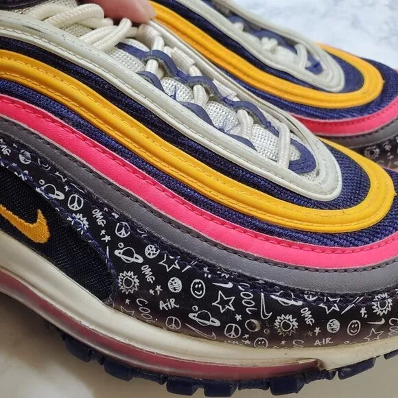 NIKE Air Max 97 GS Sneakers 7Y Orange Pink Purple CI9929-500 School Sporty 2018