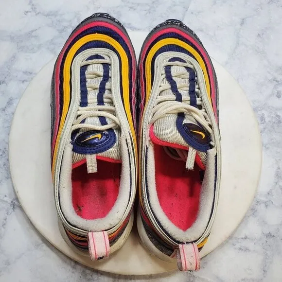 NIKE Air Max 97 GS Sneakers 7Y Orange Pink Purple CI9929-500 School Sporty 2018