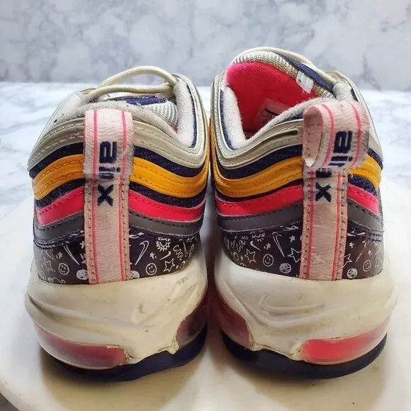 NIKE Air Max 97 GS Sneakers 7Y Orange Pink Purple CI9929-500 School Sporty 2018