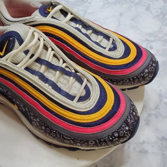 NIKE Air Max 97 GS Sneakers 7Y Orange Pink Purple CI9929-500 School Sporty 2018