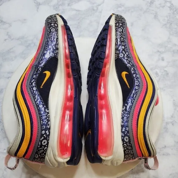 NIKE Air Max 97 GS Sneakers 7Y Orange Pink Purple CI9929-500 School Sporty 2018