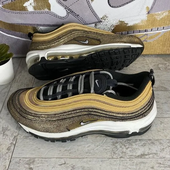 Nike Air Max 97 Metallic Golden‎ Gals Shoes DO5881-700 Womens Size 7.5 Sneakers