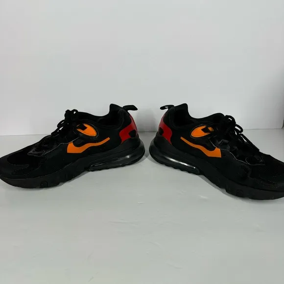 Nike Air Max React 270 Sneakers Black Orange Red Shoes Youth Size 7 CV9638-001