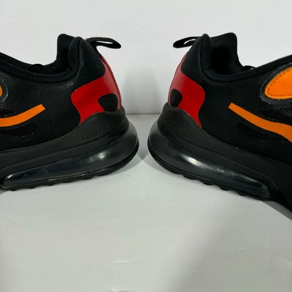 Nike Air Max React 270 Sneakers Black Orange Red Shoes Youth Size 7 CV9638-001