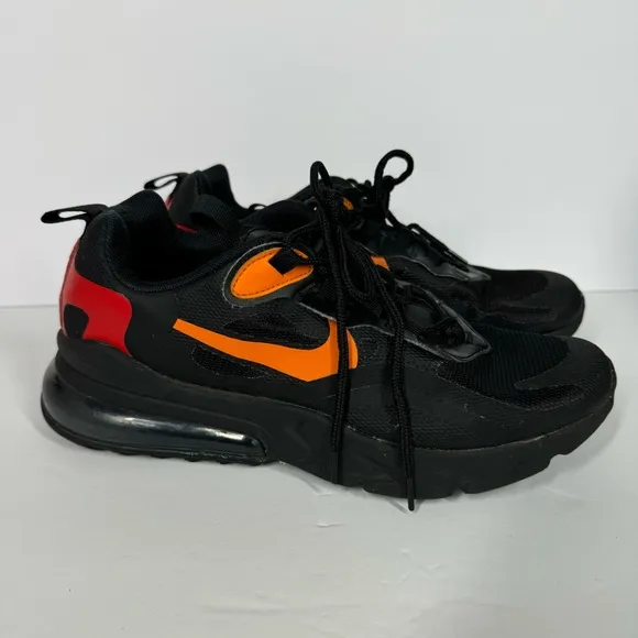 Nike Air Max React 270 Sneakers Black Orange Red Shoes Youth Size 7 CV9638-001