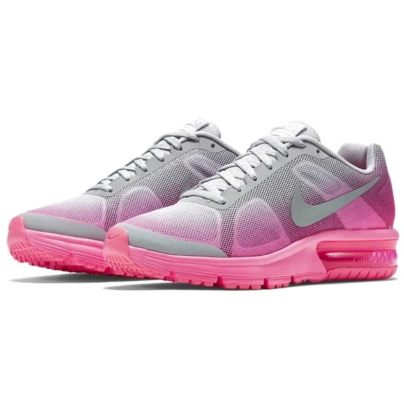 NIKE Air Max Sequent GS Grey &amp; Pink‎ Running Sneakers