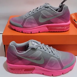 NIKE Air Max Sequent GS Grey &amp; Pink‎ Running Sneakers