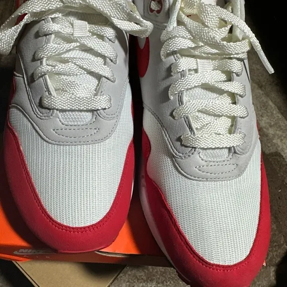Nike Air Max White and Red Sneakers
