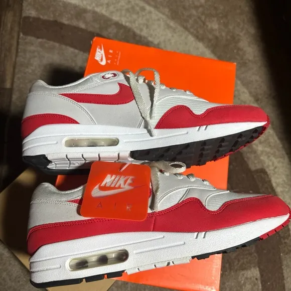 Nike Air Max White and Red Sneakers