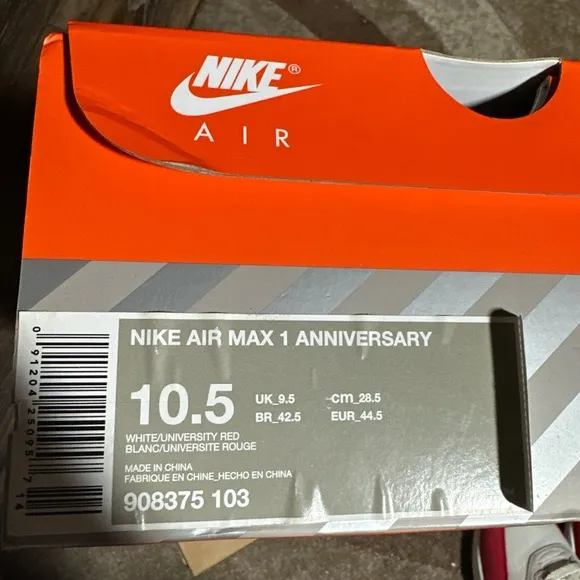 Nike Air Max White and Red Sneakers