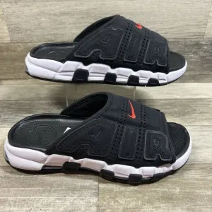 Nike Air More Uptempo Slides Men’s 8 Black White Red Sandal Shoes FJ2708-001
