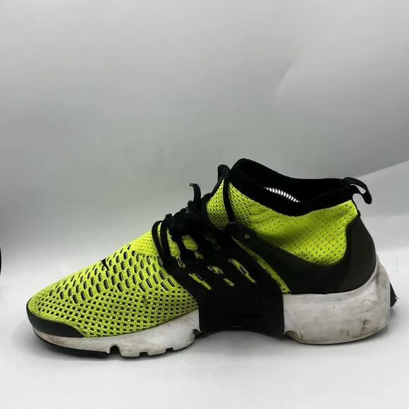 Nike Air Presto Flyknit Mens Size 11 Ultra Volt &amp; Black Fabric Shoes 835570-701