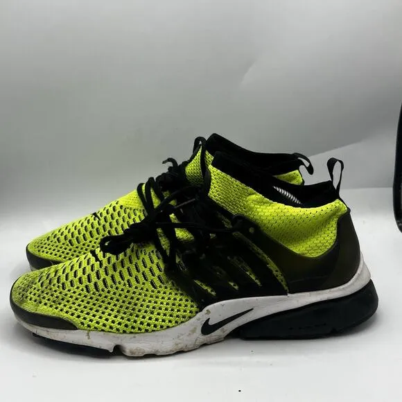 Nike Air Presto Flyknit Mens Size 11 Ultra Volt &amp; Black Fabric Shoes 835570-701