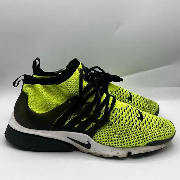 Nike Air Presto Flyknit Mens Size 11 Ultra Volt &amp; Black Fabric Shoes 835570-701