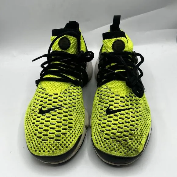 Nike Air Presto Flyknit Mens Size 11 Ultra Volt &amp; Black Fabric Shoes 835570-701