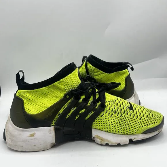 Nike Air Presto Flyknit Mens Size 11 Ultra Volt &amp; Black Fabric Shoes 835570-701
