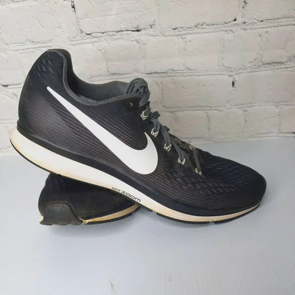 Nike Air Zoom Pegasus 34 887009-001 Gray Black Running Sneakers‎ Mens US 9.5