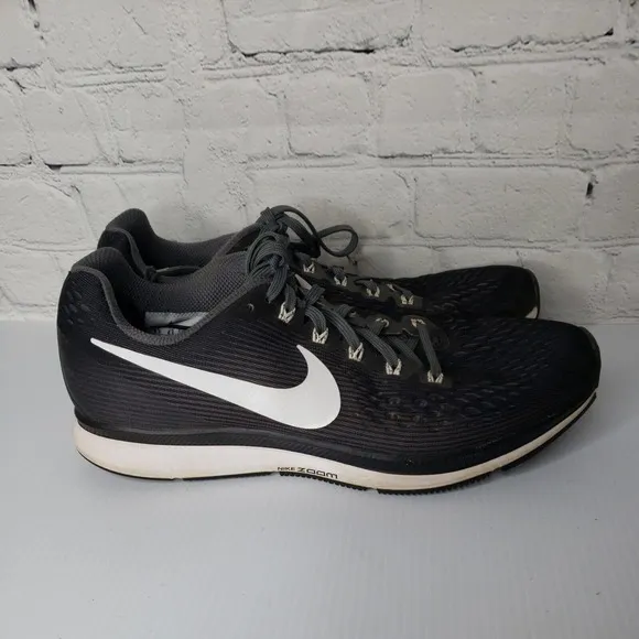 Nike Air Zoom Pegasus 34 887009-001 Gray Black Running Sneakers‎ Mens US 9.5