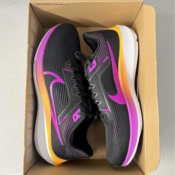 Nike Air Zoom Pegasus 40 Black Pink Running Shoes Women's Size 12 / Mens 10.5