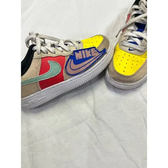 Nike Airforce 1 LV8 GS Sneakers Boys 11.5 re-stick Patches, Multi-color Shoes