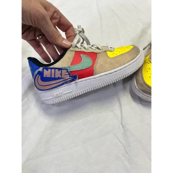 Nike Airforce 1 LV8 GS Sneakers Boys 11.5 re-stick Patches, Multi-color Shoes