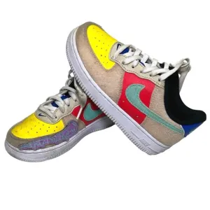 Nike Airforce 1 LV8 GS Sneakers Boys 11.5 re-stick Patches, Multi-color Shoes