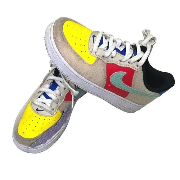 Nike Airforce 1 LV8 GS Sneakers Boys 11.5 re-stick Patches, Multi-color Shoes