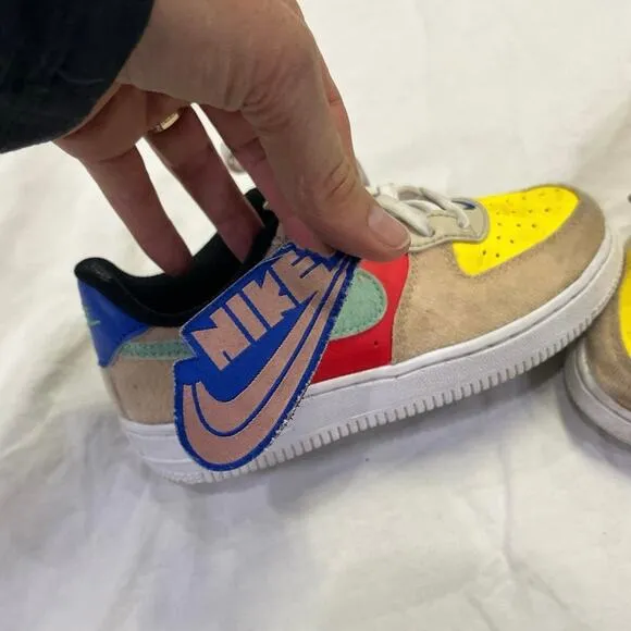 Nike Airforce 1 LV8 GS Sneakers Boys 11.5 re-stick Patches, Multi-color Shoes