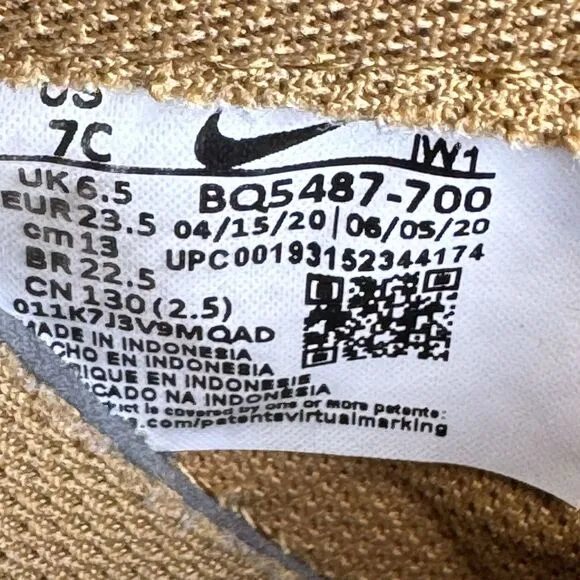 Nike Boys Air Force 1 LV8 Size 7C Shoes Brown Wheat Casual Comfort Sneakers