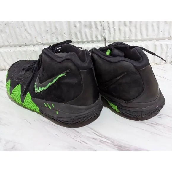 Nike Boys Black &amp; Green Lace-Up Kyrie 4 EP ‘Halloween’ Sneakers Shoes Size 7Y