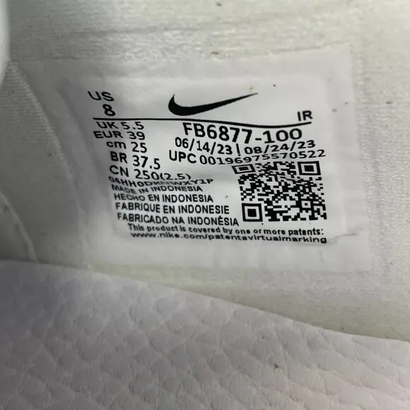 Nike Cortez 23 Low Womens Casual Sneaker Shoes White FB6877-100 VNDS Size 8
