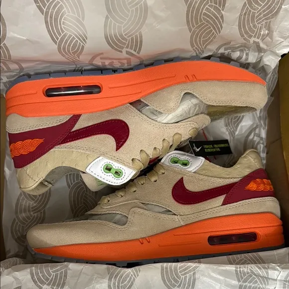Nike Cream and Red Sneakers Air Max Style