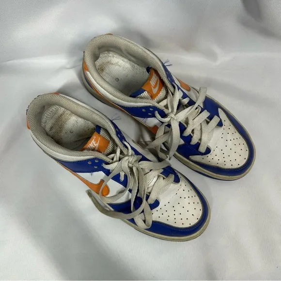 Nike | Dunk Low Knicks Sneakers Blue White Orange Shoes Boys Size 6.5Y