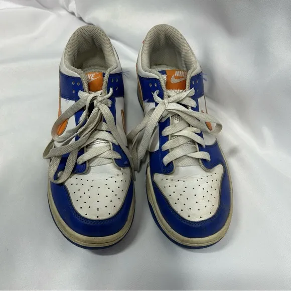 Nike | Dunk Low Knicks Sneakers Blue White Orange Shoes Boys Size 6.5Y