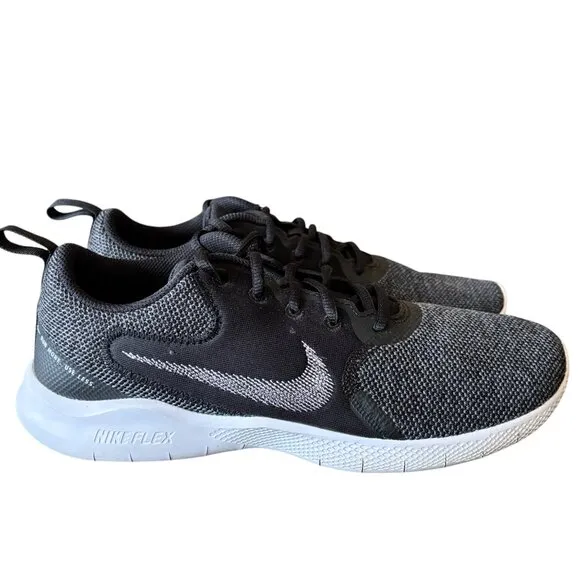 NIKE Flex Experience Run10 Running Shoe Sneakers Black White Gray SZ 9.5