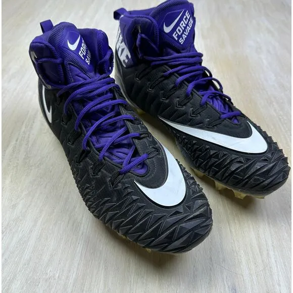 Nike Force Savage Football Active Sport Cleats Black Purple 918346-015 Men's 16