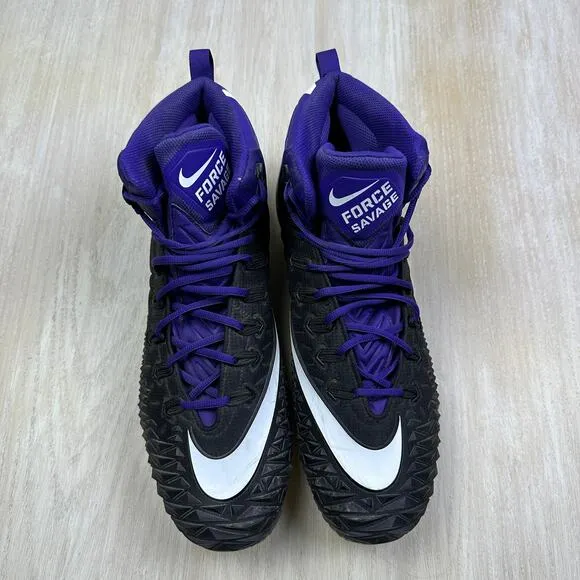 Nike Force Savage Football Active Sport Cleats Black Purple 918346-015 Men's 16