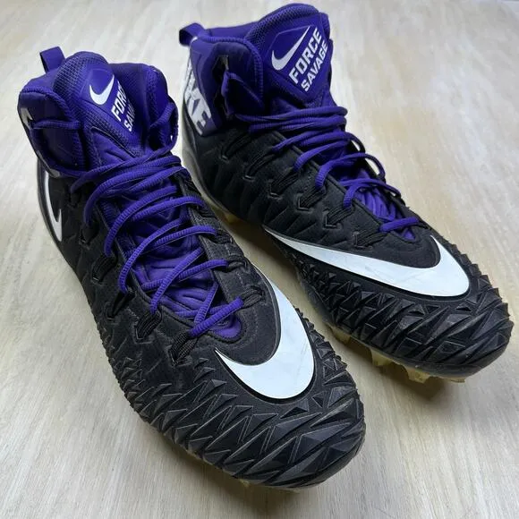 Nike Force Savage Football Active Sport Cleats Black Purple 918346-015 Men's 16