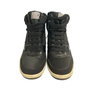 Nike Force Women's size 7.5  Black  Canvas  Leather hidden heel wedge Sneakers