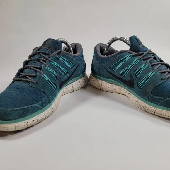 Nike Free 5.0 EXT Mens 8 Woven Mid Turquoise White Athletic Shoes 580531 303
