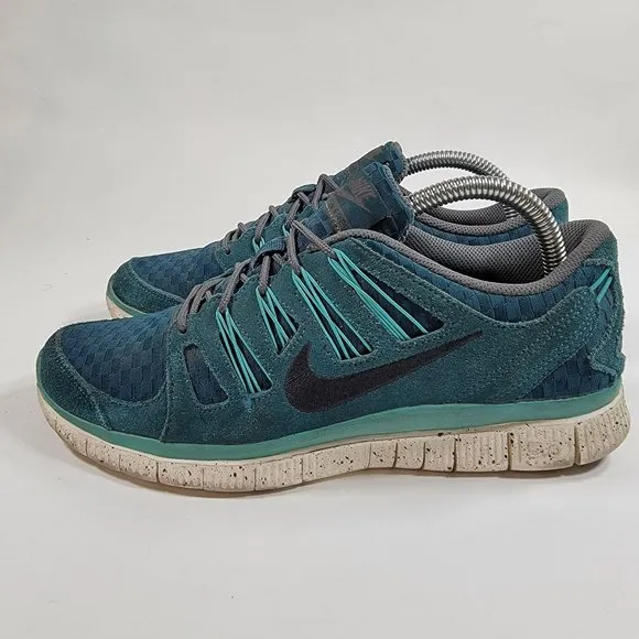 Nike Free 5.0 EXT Mens 8 Woven Mid Turquoise White Athletic Shoes 580531 303