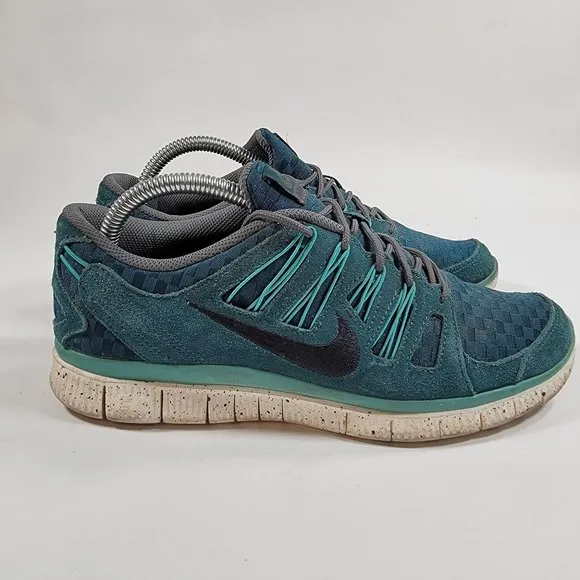 Nike Free 5.0 EXT Mens 8 Woven Mid Turquoise White Athletic Shoes 580531 303