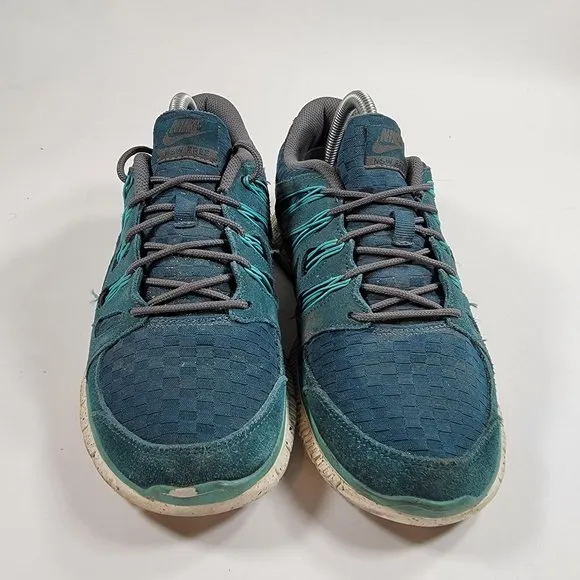 Nike Free 5.0 EXT Mens 8 Woven Mid Turquoise White Athletic Shoes 580531 303