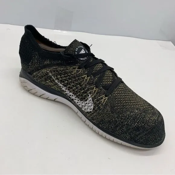Nike Free RN Flyknit 2018 Mens 10 Black Gold Athletic Running Shoes Sneakers