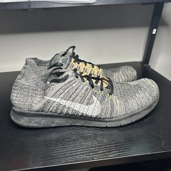 Nike Free Rn Flyknit Shoes Mens Size 14 Grey Running Sneakers 831069-004