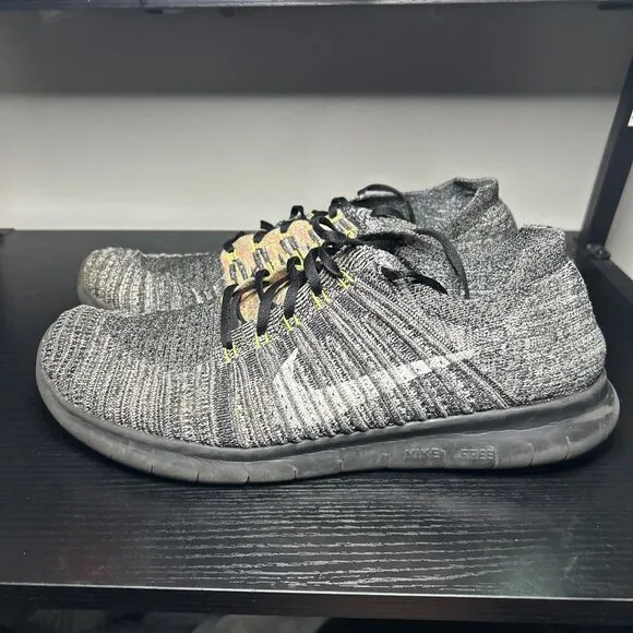 Nike Free Rn Flyknit Shoes Mens Size 14 Grey Running Sneakers 831069-004